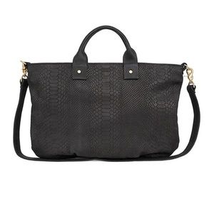 Clare V. BLACK Snake Nubuck Messenger Bag
